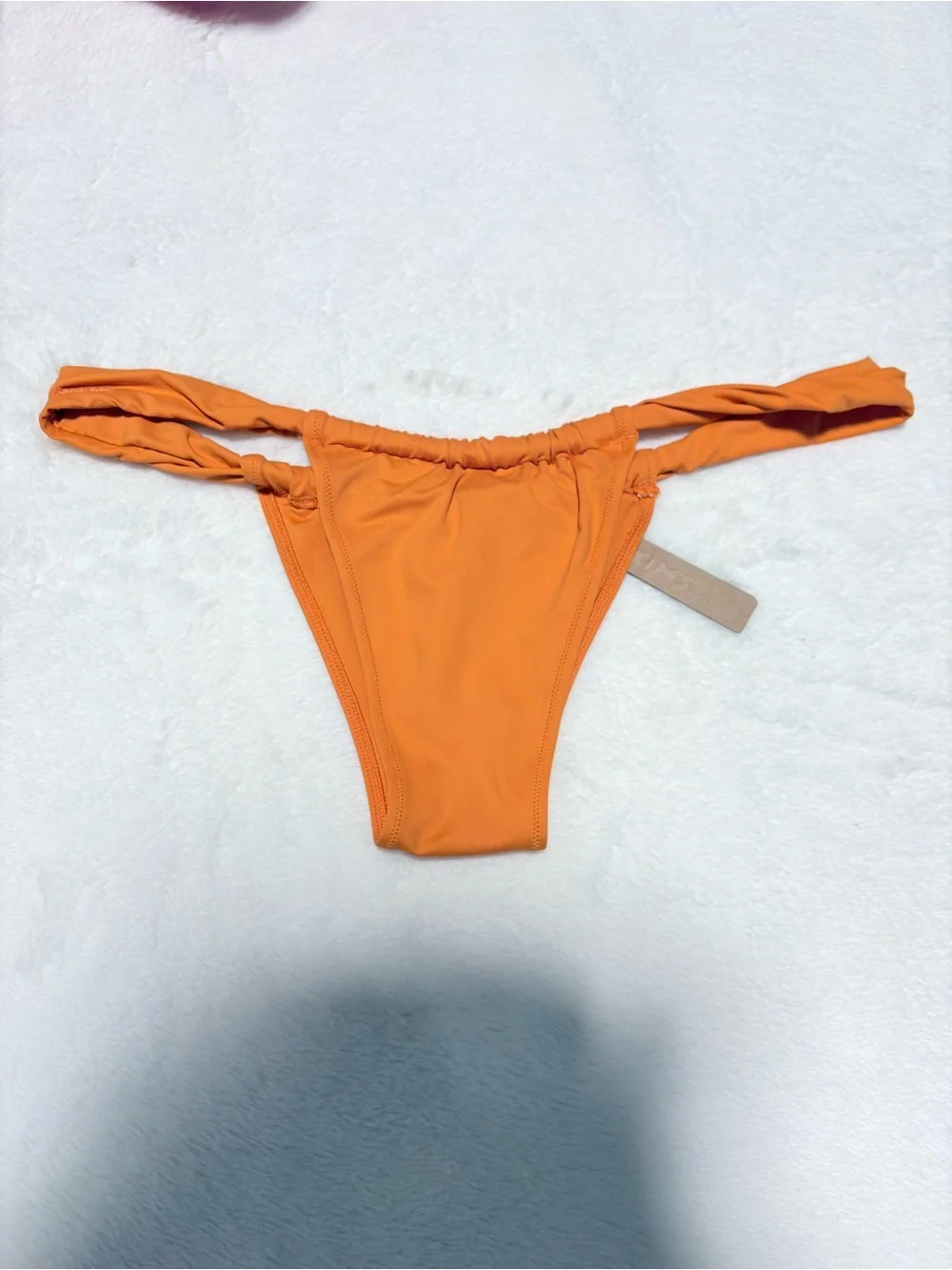 Skims Signature Swim Ruched Thong Bikini Bottom Orange – Size Large NWT
